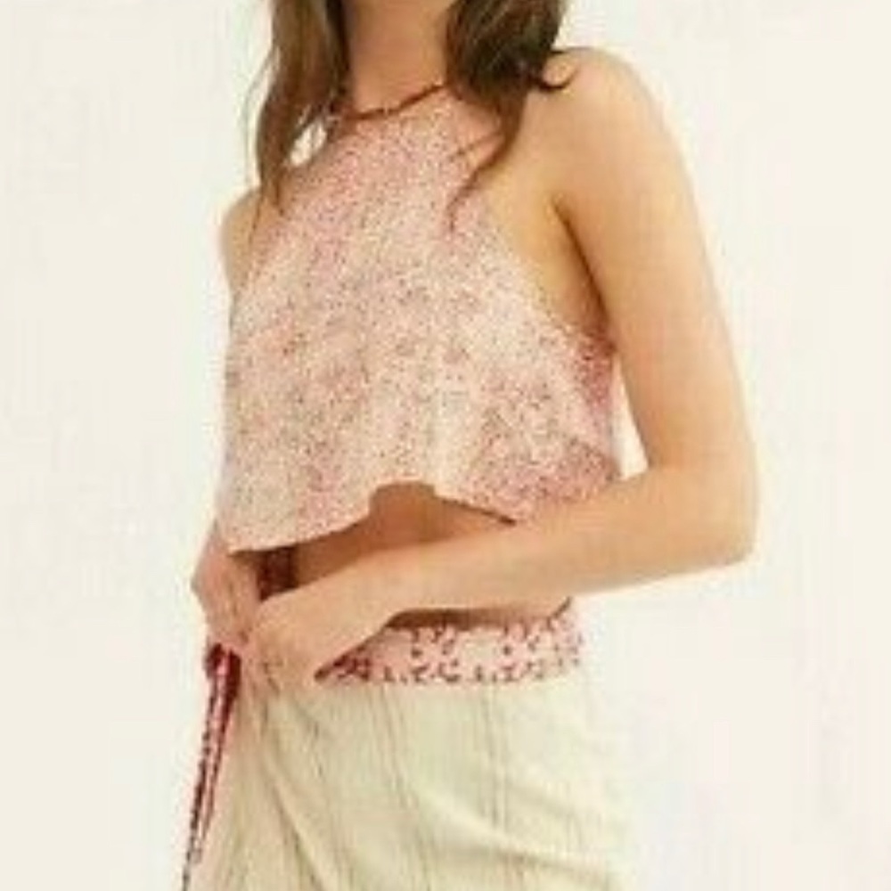 Free People •wrapped around you» beige printed crop top